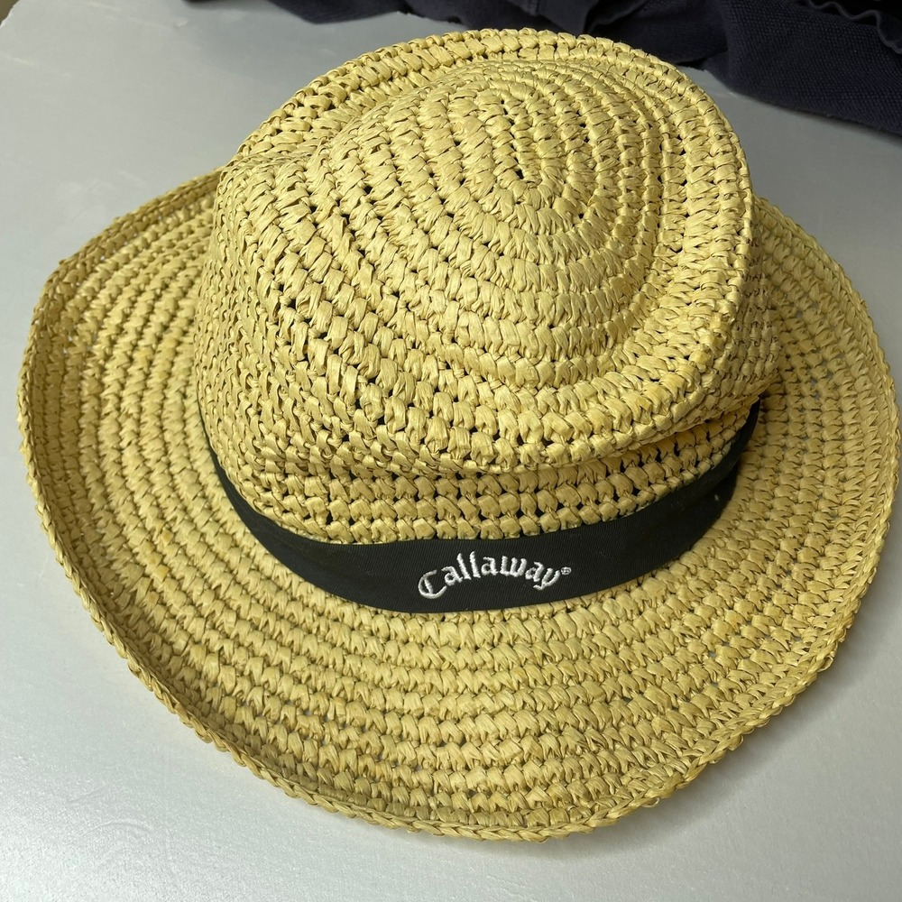 Callaway Straw Golf Hat Sun Cap Black Band One Size